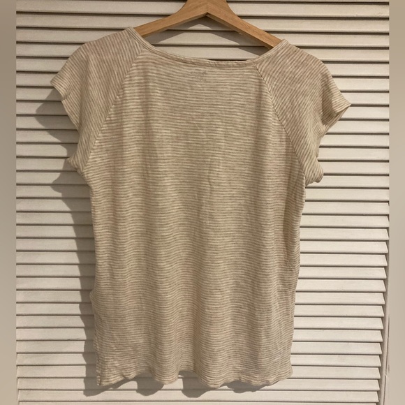 Madewell Short Sleeve Hi Low Striped Tan and Cream Tee Size XS - Picture 6 of 6